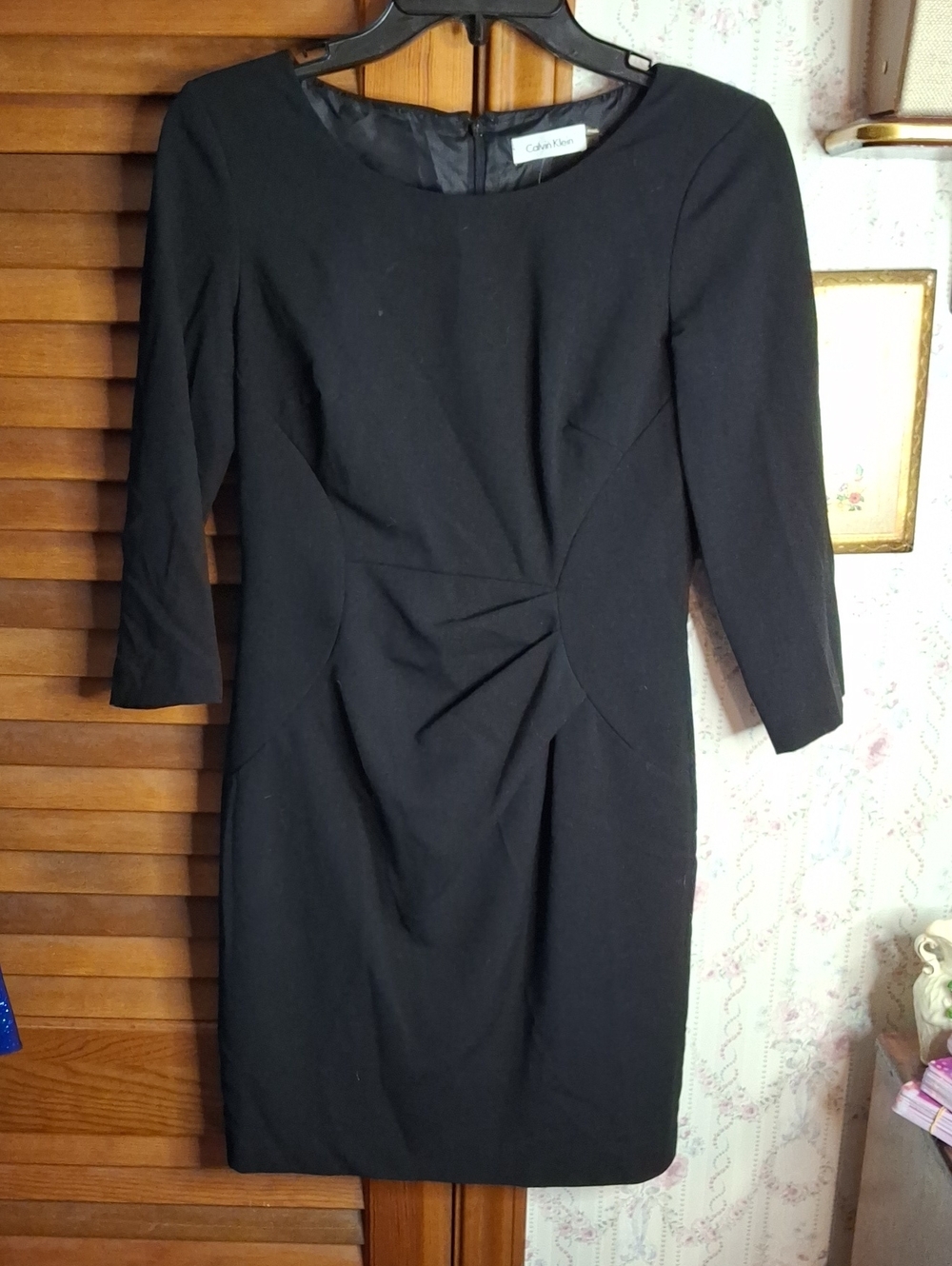 Calvin Klein 2P Black Lined Bodycon Dress 3/4 Sleeve Preloved